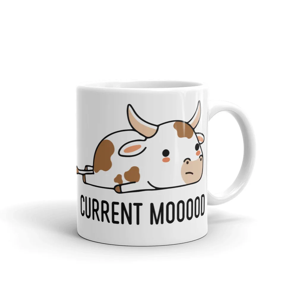 Кружка Белая Керамическая Глянцевая &quotCURRENT MOOOOD&quot 330мл|Кружки| |