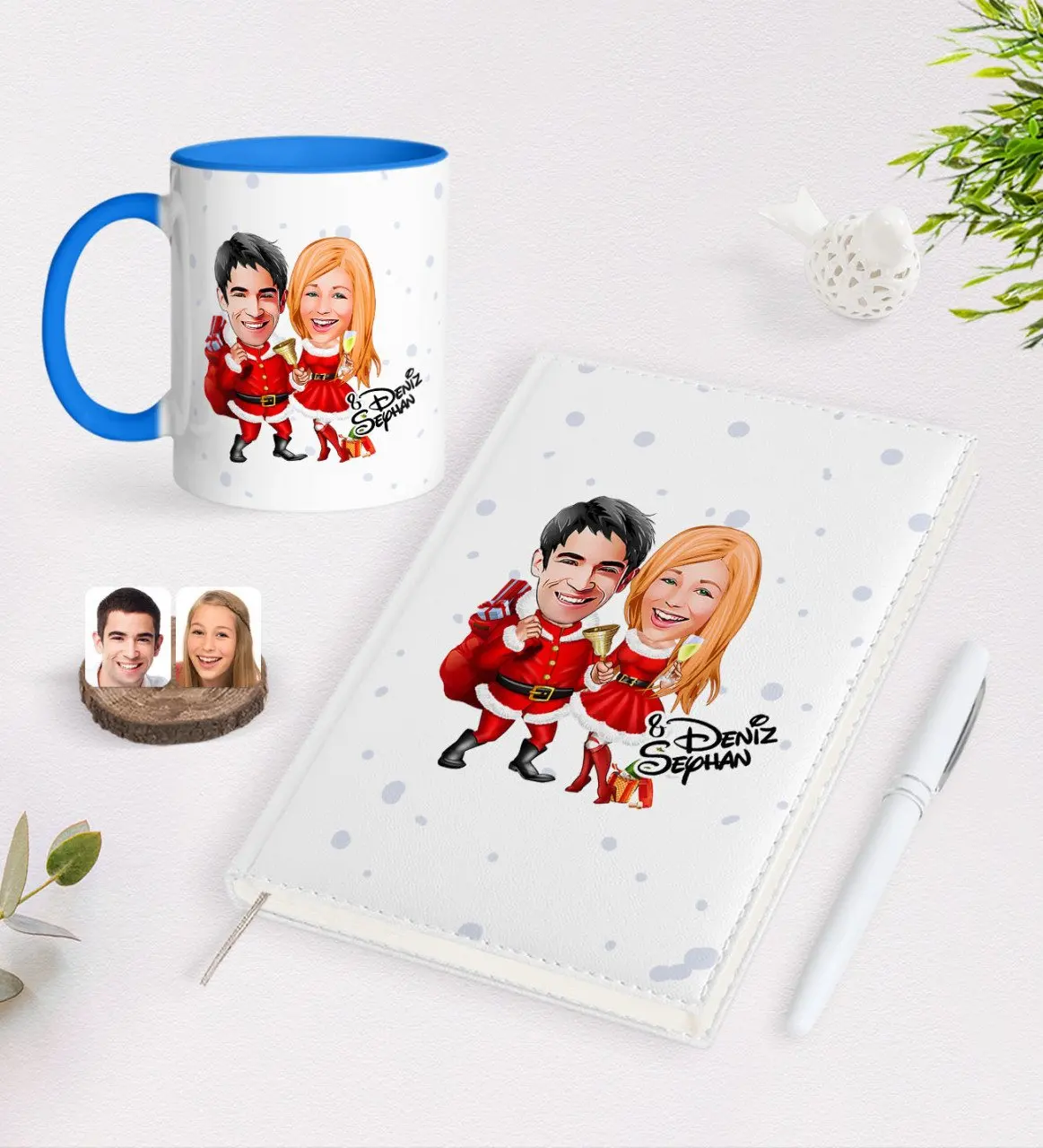 

Персонализированные Новый год День Святого Валентина карикатура 2021 Организатор ручка и синий кружка Seti-3