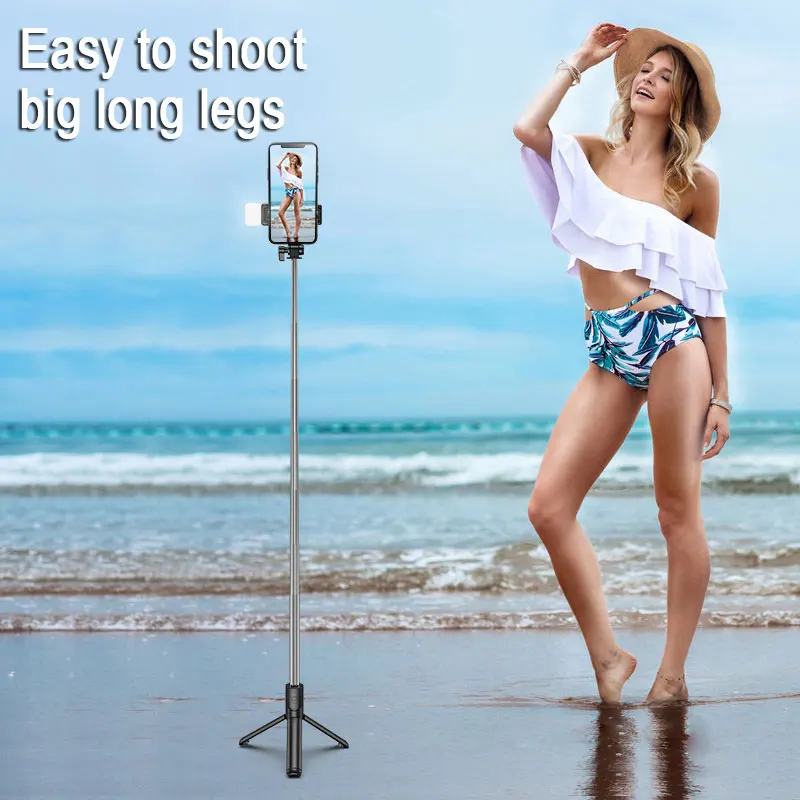 

2022 New Phone Selfie Stick Bluetooth Compatible Selfie Stick Tripod with Light Retractable Folding Monopod for ISO Android