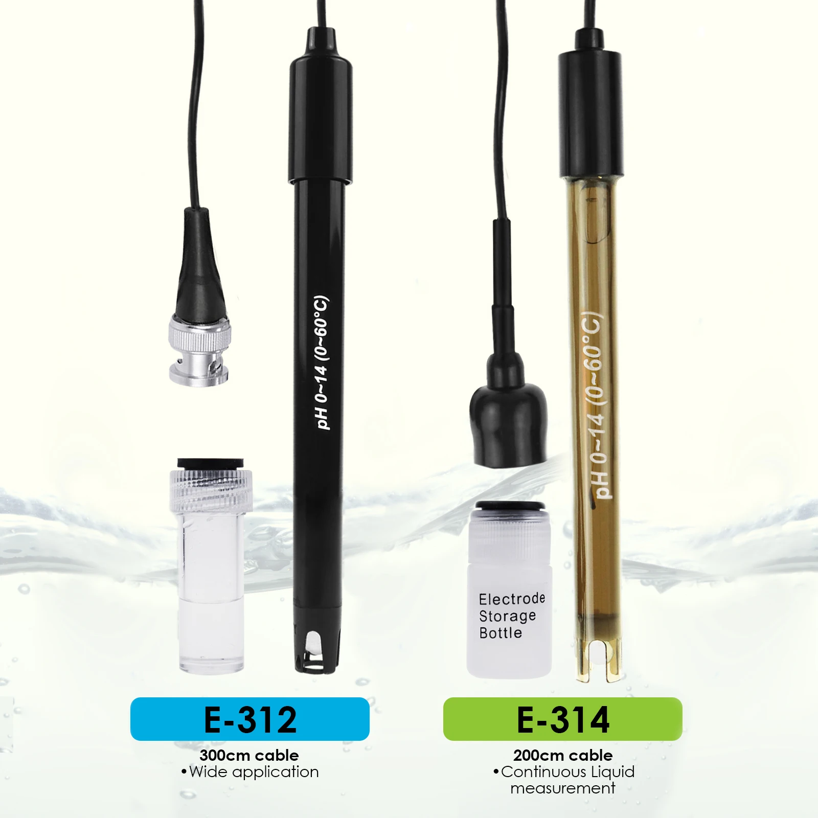 PH электрод BNC Тип 50 Ом разъем зонд w/порошок для калибровки, 150 см/200 см/300 см длинный кабель для широкого применения в жидкости