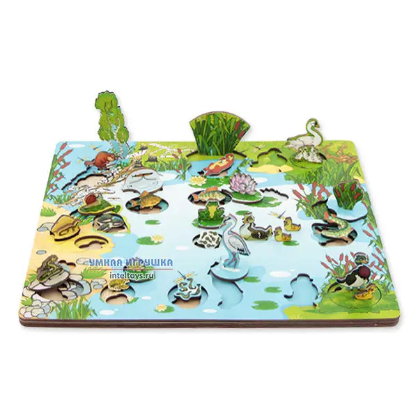 Развивающая доска Обитатели пруда 3D 40 деталей Нескучные игры | Игрушки и хобби