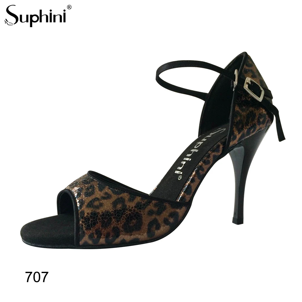 Обувь для танго Suphini Леопардовая обувь Элегантные вечерние туфли на высоком