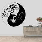 Векторная Наклейка на стену Инь Янь, бонсай, художественная наклейка, деревья, украшение для дома и гостиной A001944