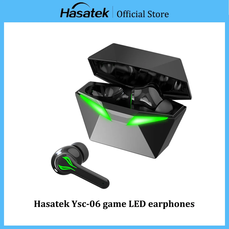 

Hasatek Gaming Wireless Headphones High Quality Tws Earbuds Earphone Low Latency Sports Headset LED Bluetooth Headphones Latest