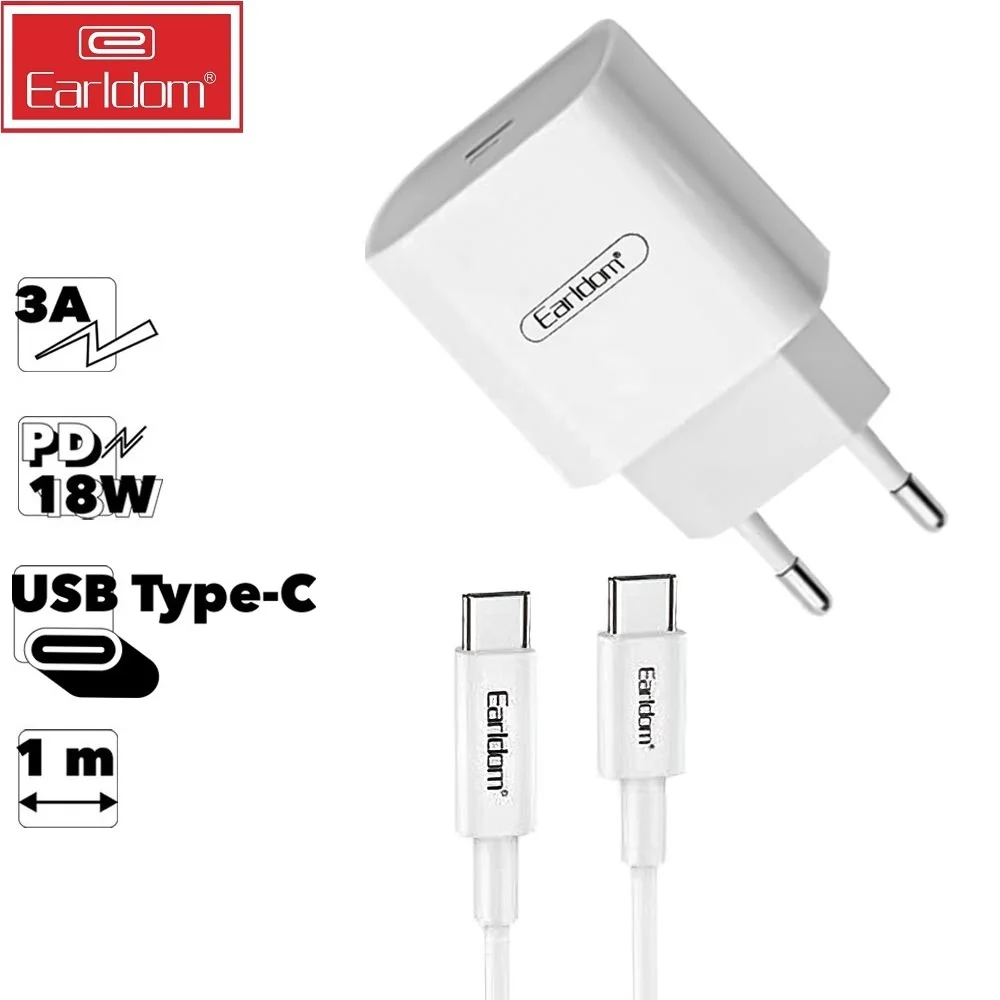 СЗУ Earldom ES-KC23C PD 18W + USB-C кабель Type-C 1м (белый) |