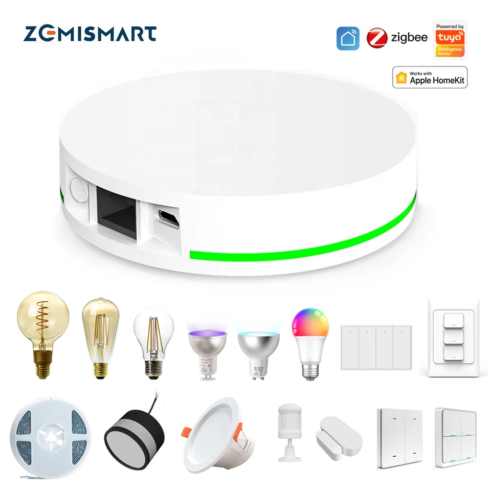 ZemiSmart Zigbee хаб мост работает с HomeKit умная связь Tuya светильник енный выключатель