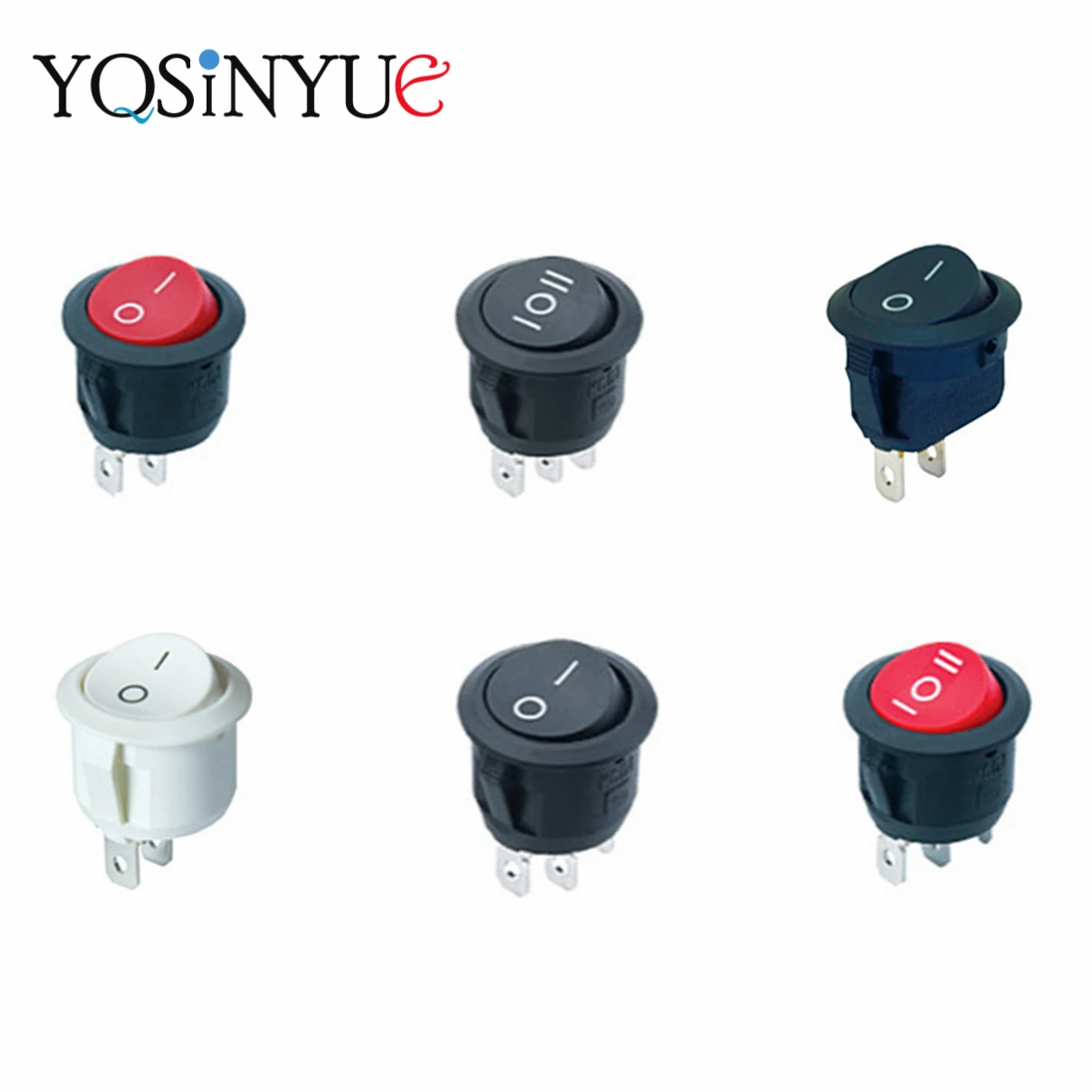 

1PC Red Black White ON/OFF 2/3 Pin Round Rocker Toggle Switch 6A 250VAC 10A 125VAC Power Switch Cap With Plastic Push Button Swi