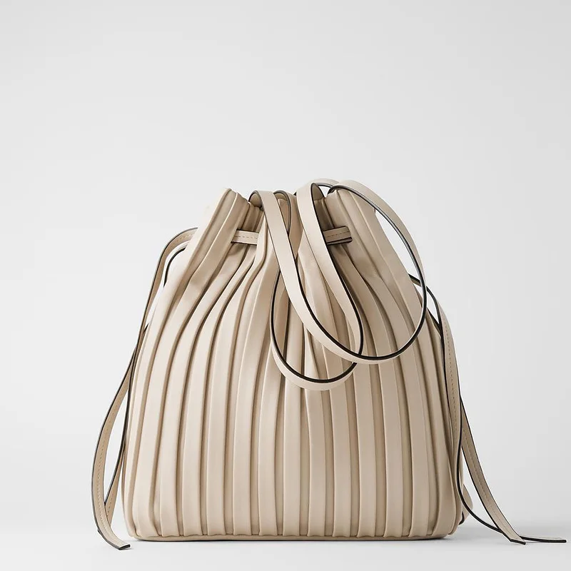 

Women's mini bag Folds Beam port handbag ZA Bucket bag Shoulder Bags PU leather Designer brand Fashion tote bag