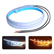 Luces LED de circulación diurna para coche, Faro de señal de giro Flexible DRL, impermeable, 30cm, 45cm, 60cm, blanco, rojo, amarillo y azul, 2 piezas