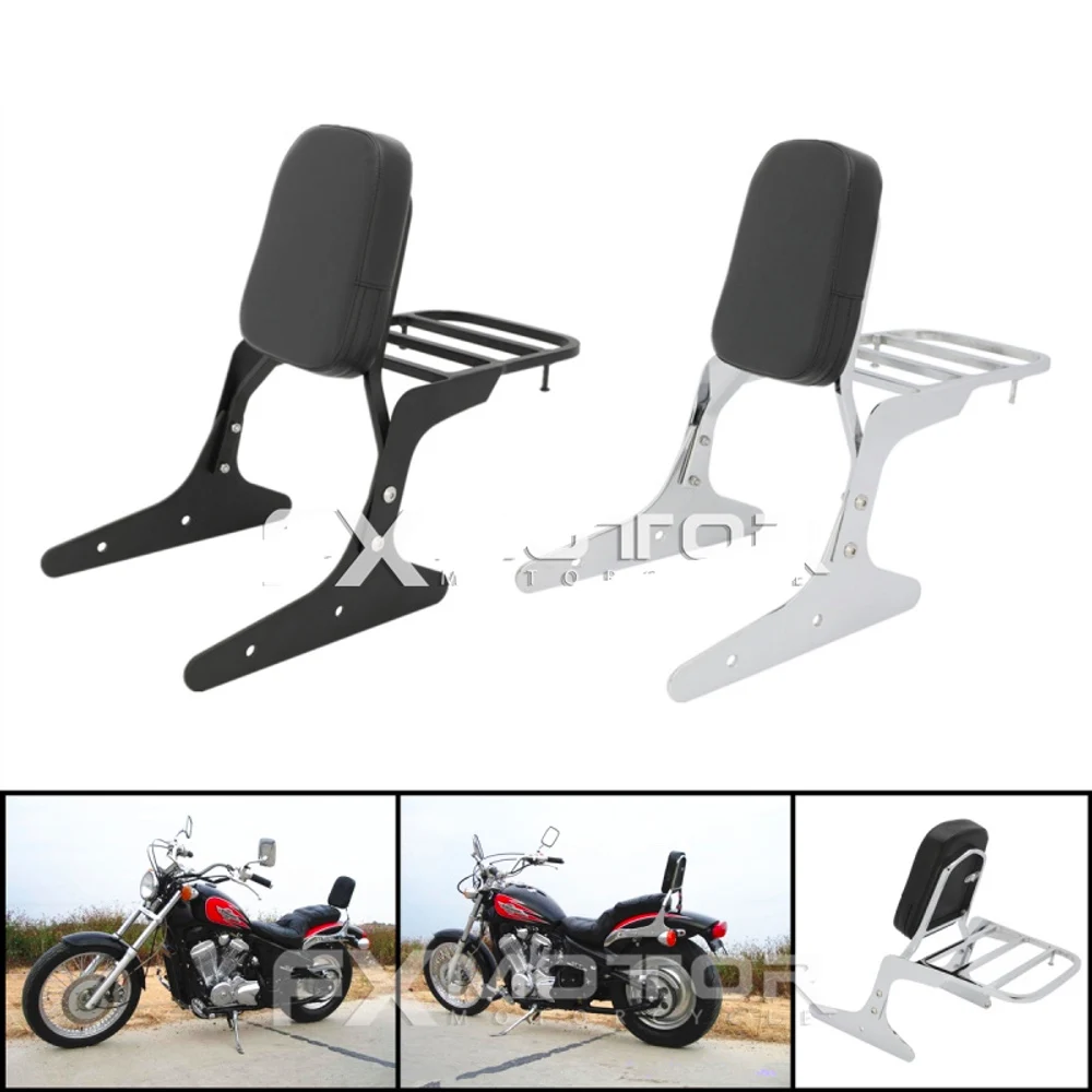 

Backrest Sissy Bar Luggage Rack Cushion Pad Motorcycle Bike for Honda Shadow VLX 400 Steed 91-97