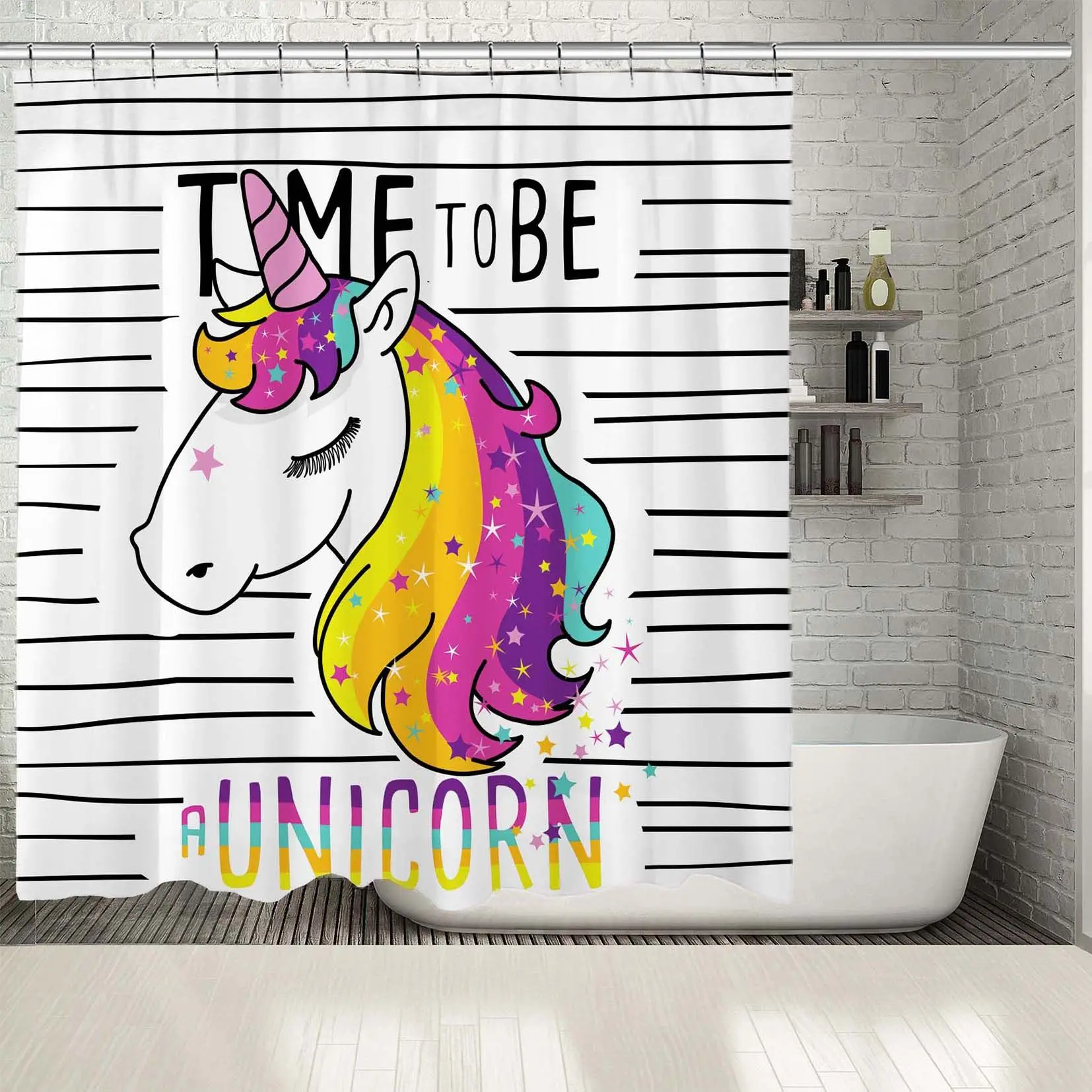 Занавеска для душа &quotвремя Быть Единорогом&quot красочные милые Волшебные