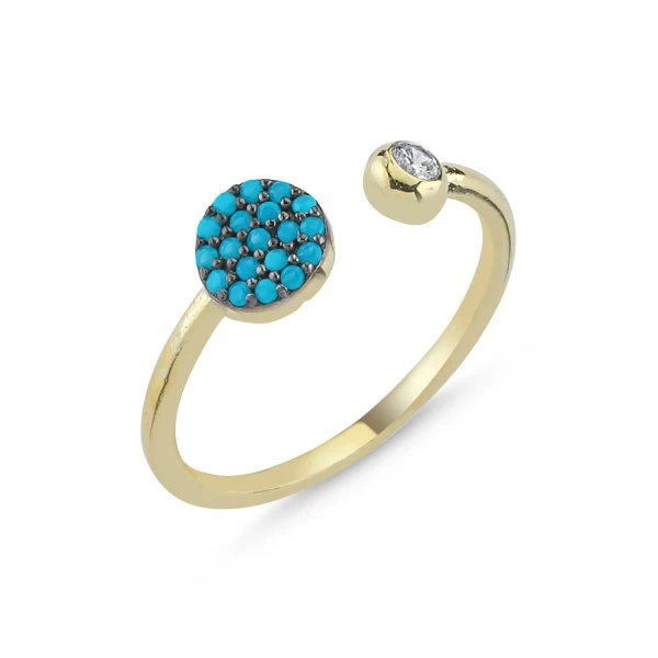 

Silver 925 Sterling Turquoise Nano Gemstone Round Adjustable Ring