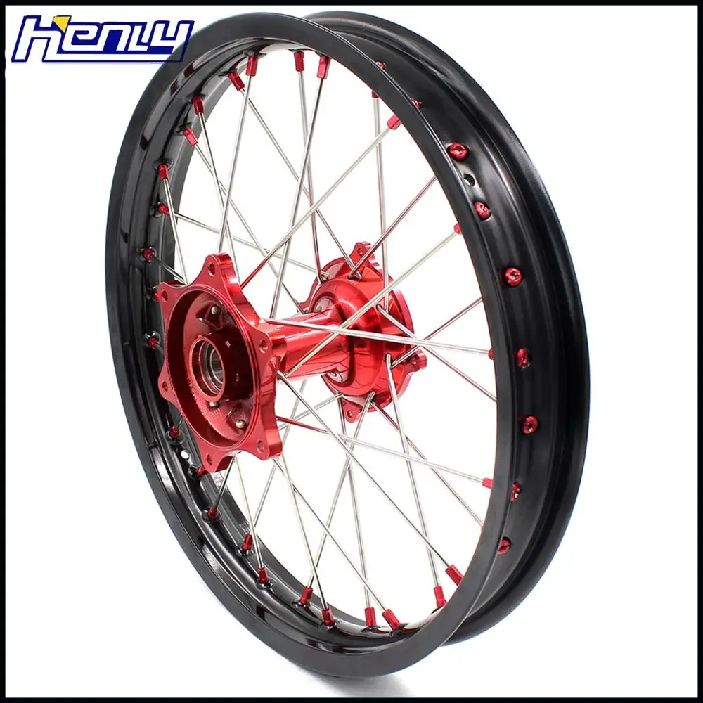 21/19 литые MX колеса Набор для HONDA CR125R CR250R 2002-2013 Красный ниппель