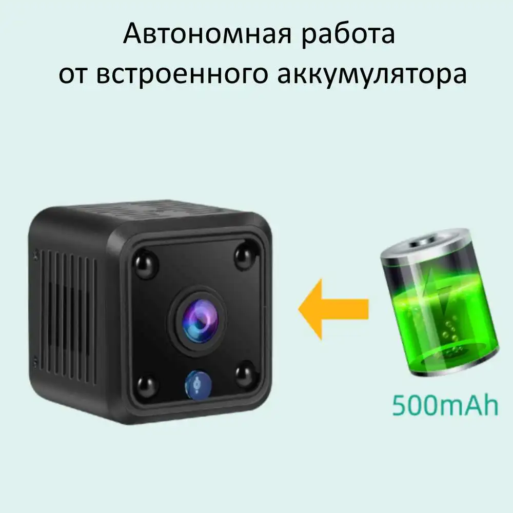 Мини Камера сетевая Wi-Fi беспроводная панорамная IP камера угол обзора 155 градусов 2