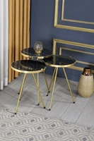3 pieces metal legs modern nesting table gold look furniture tea coffee service table round living room commode
