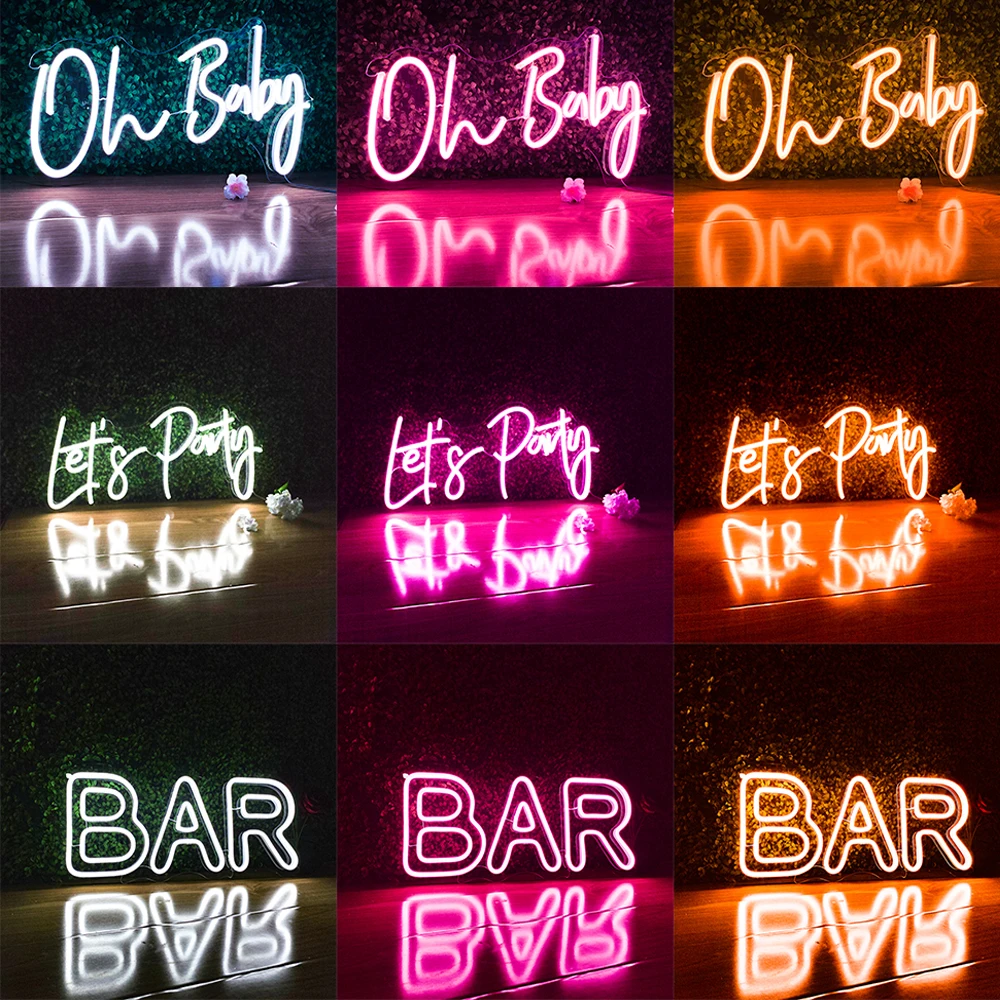 Custom Neon Signs For Wall Decor Personalized Neon Signs Oh Baby Light Up Letter Shop Bar Logo Design Wedding Party Decor Lights