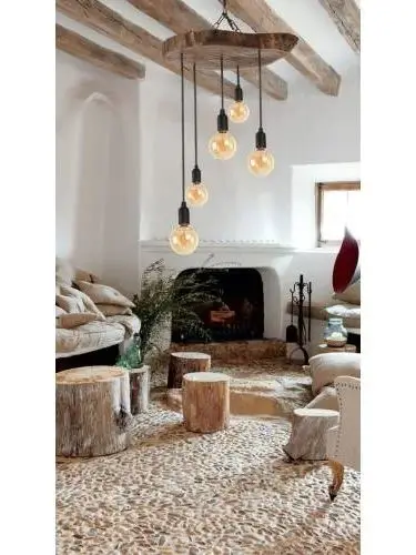 

Wooden Chandelier Rope Quintet Ceiling Lamp Elegant Decoration First Quality Handmade Authentic Home Decorative Durable Material
