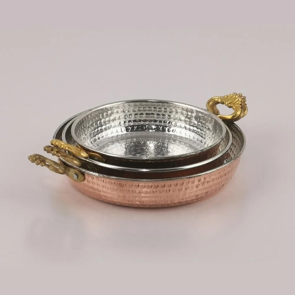 sahan pan copper skillet traditional turkish egg omelette frying cooking cook made turkey fryer pot with brass handles non stick free global shipping