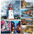 Раскраска по номерам для взрослых, Романтический город, Раскраска по номерам сделай сам, ручная раскраска, масляная раскраска, пейзаж, искусство, картина для домашнего декора картина по номерам картины красками номер