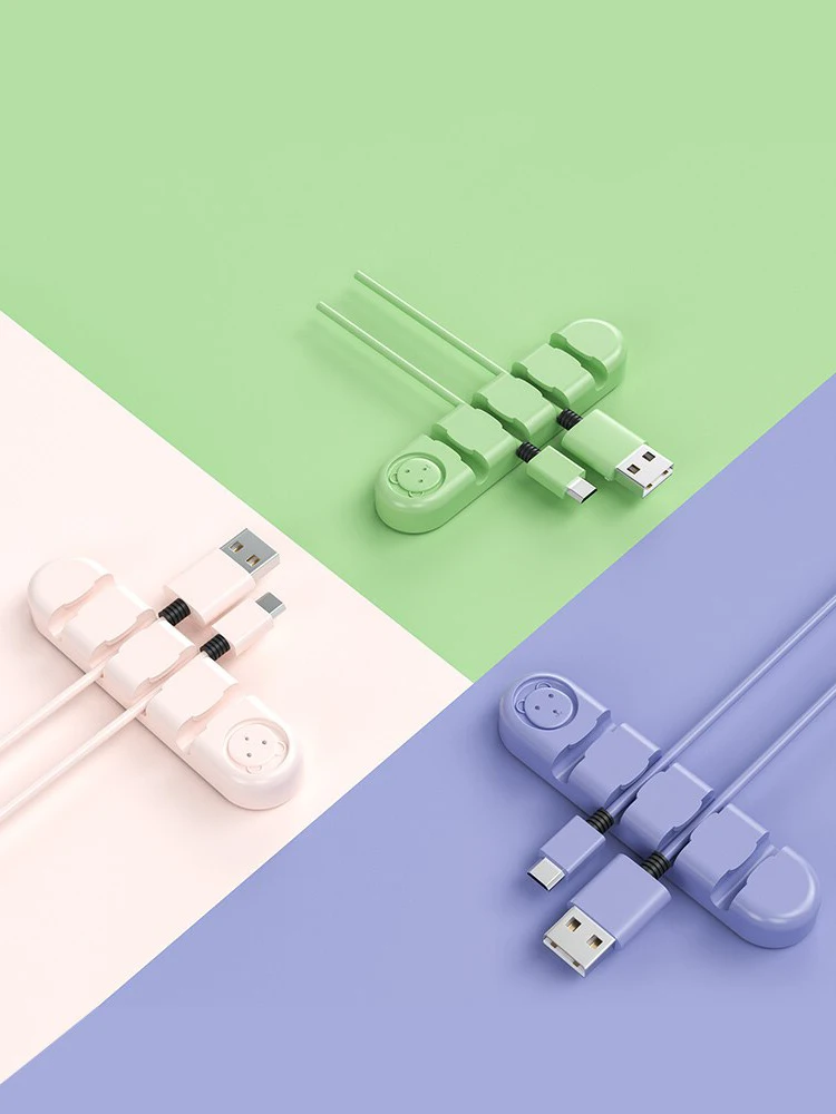 

Colorful Self-adhesive Soft Silicone Cable Organizer Kawaii Cute Bear Holder USB Management Clips for Mouse Headphone Earphone