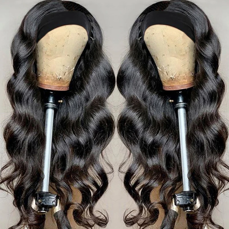 

Human Hair Headband Wig For Women Brazilian Thick Virgin Hair Bundle Made Wigs Natural Color 10A Body Wave Headband Wig
