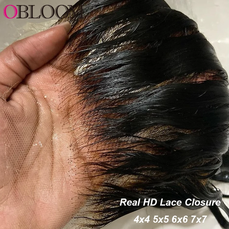 Straight Real HD 5X5 Lace Closure Only Melt Skin Pre plucked 6X6 7X7 HD Lace Closure Invisible 100% Human Hair HD Lace Frontal