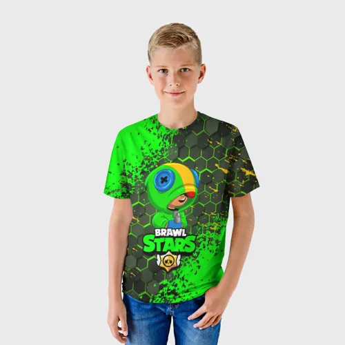 Детская футболка 3D BRAWL STARS LEON.|Тройники| |