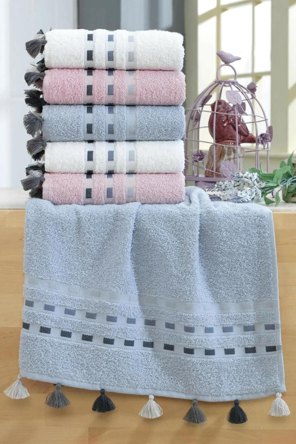 

WONDERFULSOFTTextile 100% 6 шт. набор полотенец с помпоном 50x85 Смешанная фототкань Бесплатная доставка