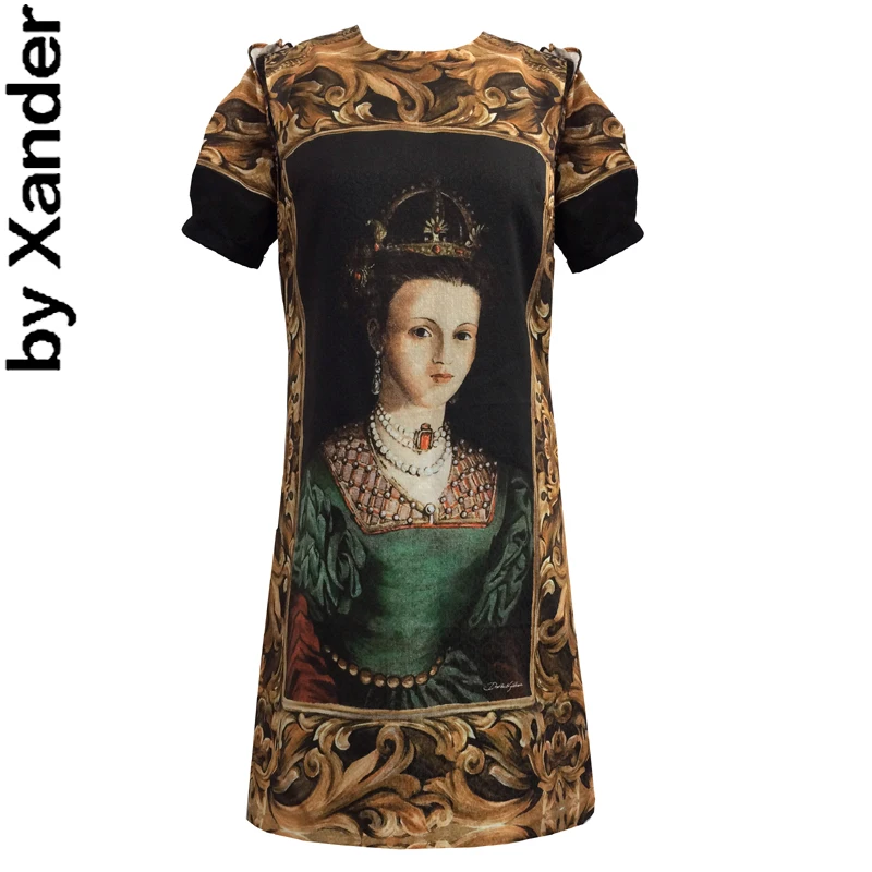 2020 весна лето Подиум Новое Женское платье королева картина маслом Винтаж
