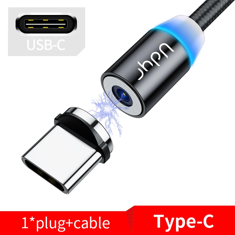 Udyr 2 м Магнитный Micro USB кабель для iPhone samsung Android мобильный телефон Быстрая зарядка usb type C кабель магнит зарядное устройство провод шнур - Цвет: For Type c Black