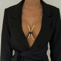 trendy green crystal rhinestone chest bracket bra chain harness round coin women sexy metal body chain jewelry party festival