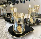 Набор чайных чашек роскошный набор позолоченная тарелка для повседневного использования блеск 12 штук Быстрая доставка Бесплатная доставка