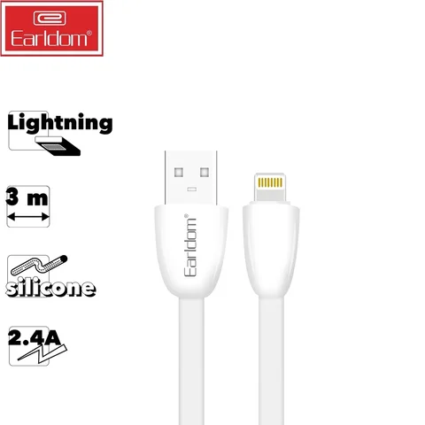 USB кабель Earldom EC-111C Type-C, 2.4A, 3м, силикон (черный)