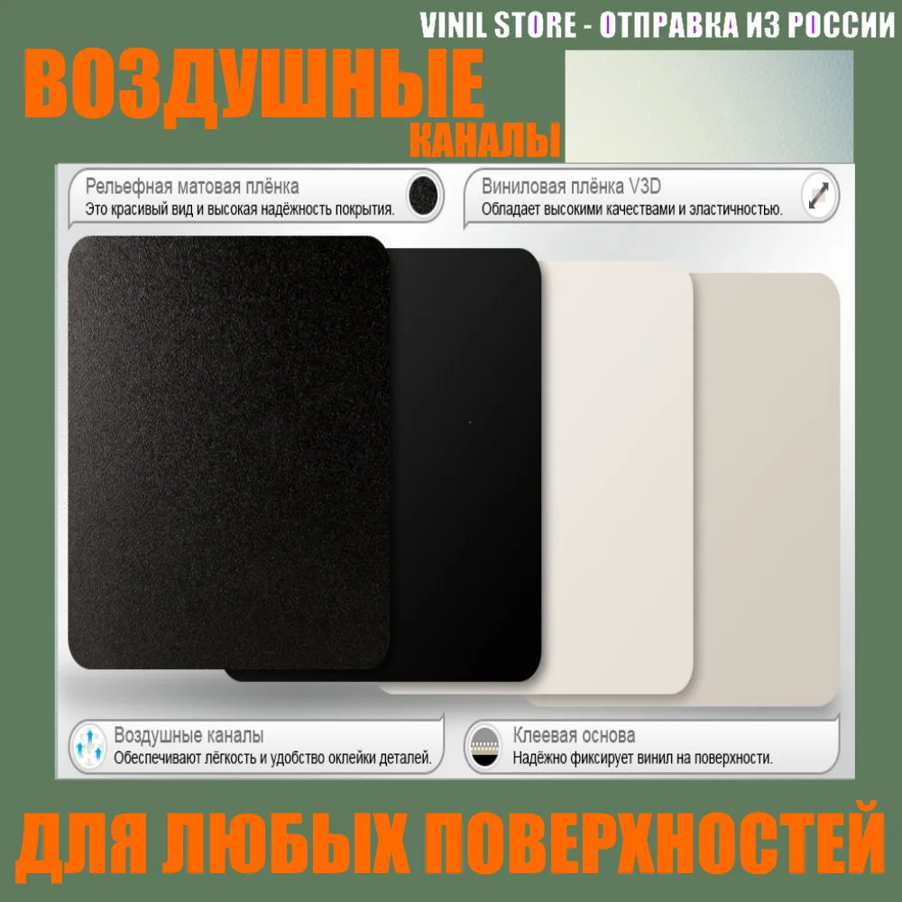 Черная виниловая текстурная пленка самоклеящаяся для авто| |
