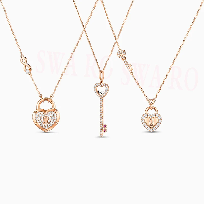 AWS 2020 Новое модное изысканное ожерелье в форме сердца с замком Я люблю розами