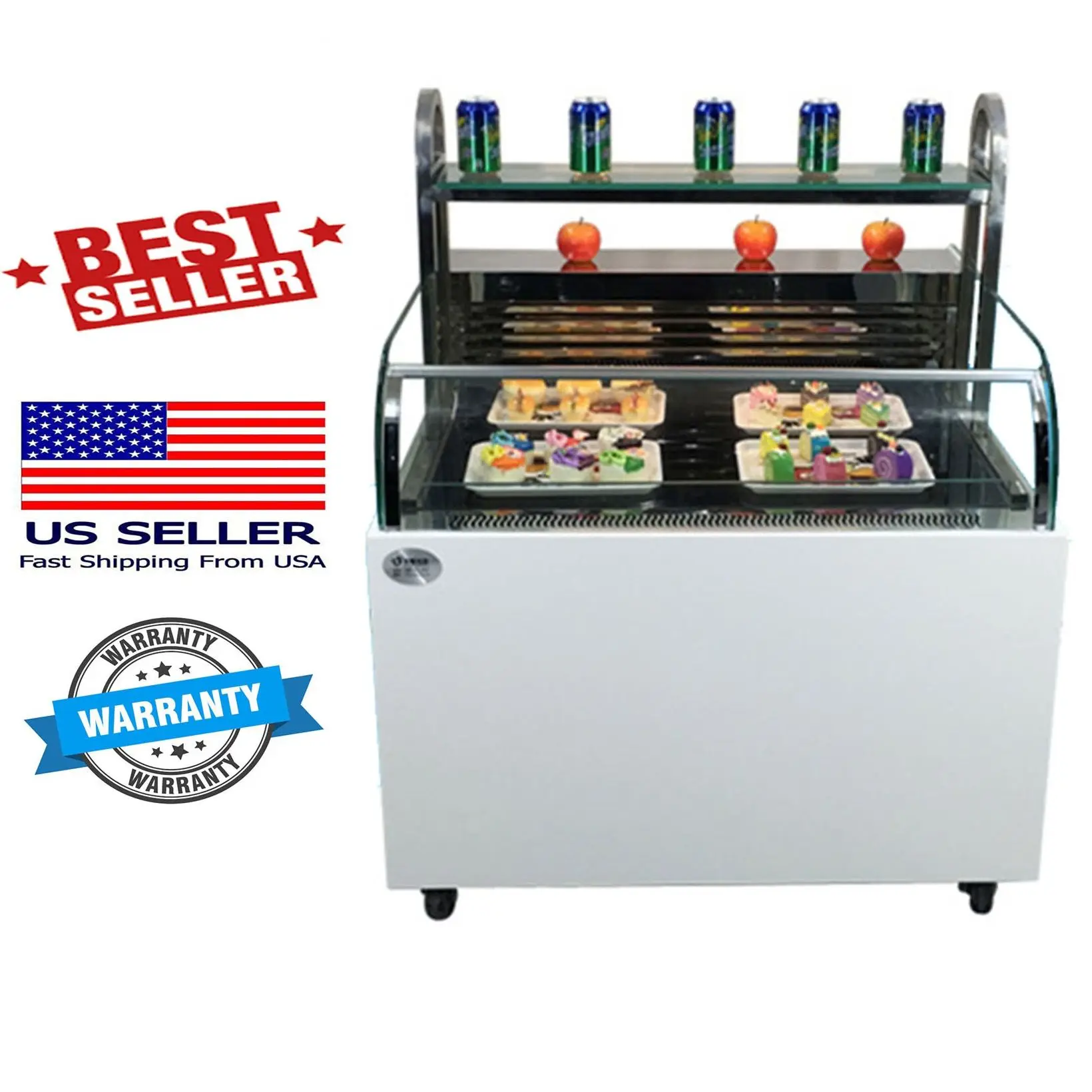 

NEW 48" Commercial Open Air Refrigerator Island Sushi Sandwich Display Grab N Go OP-4F