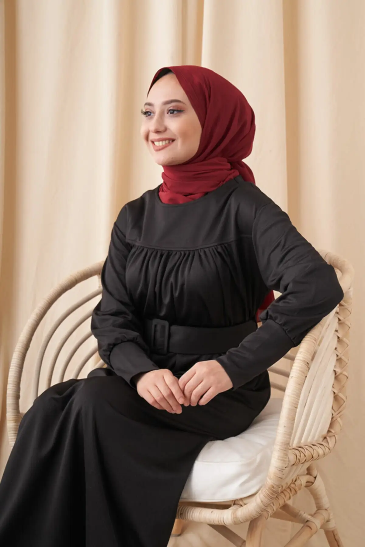 Gaun Panjang Chiffon Wanita Muslim Abaya Gaun Hijab Melayu Maroko Indonesia Arab Solid Kasual Sabuk Balutan Timur Tengah Baru