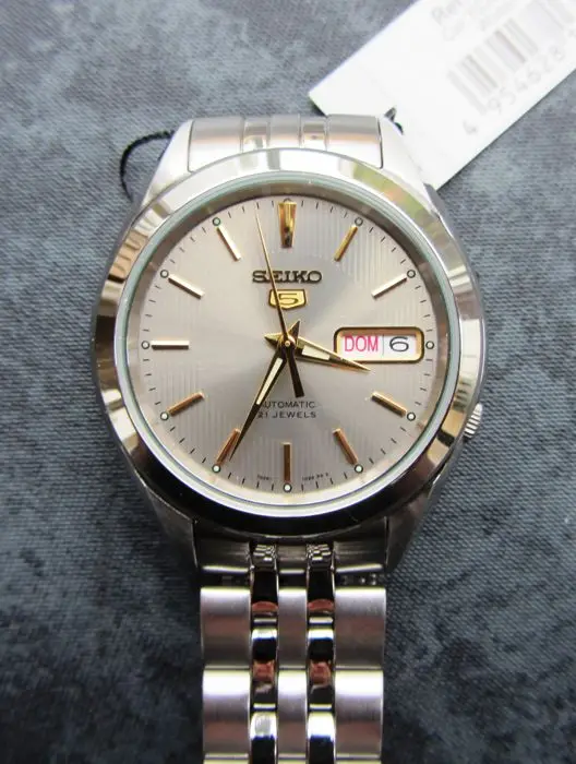 Мужские автоматические часы Seiko 5 SNKL19K1 серый циферблат стальной ремешок мужские