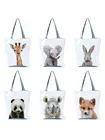 Женская Экологически чистая сумка для покупок, женская сумочка с теплопередающим рисунком и фото животных, женская сумка-тоут, эстетические сумки через плечо