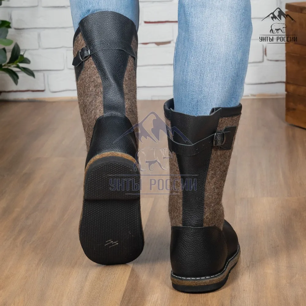 Сапоги зимние мужские войлочные натуральные 'Лесник' валенки обшиты кожей