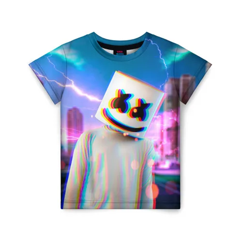 Детская футболка 3D Marshmello Glitch | одежда и обувь