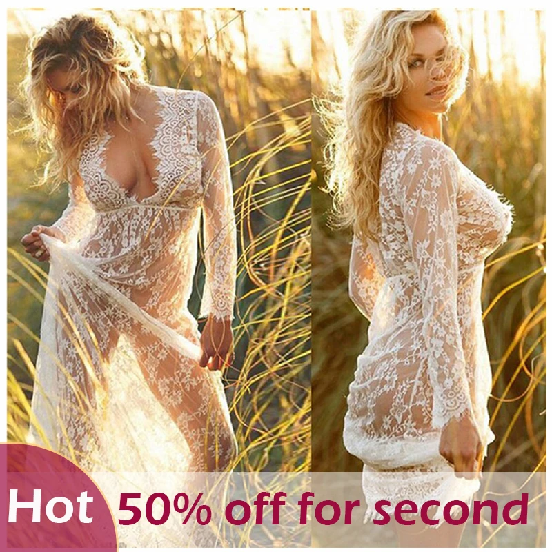 Женское летнее сексуальное прозрачное бикини с цветочным кружевом накидка