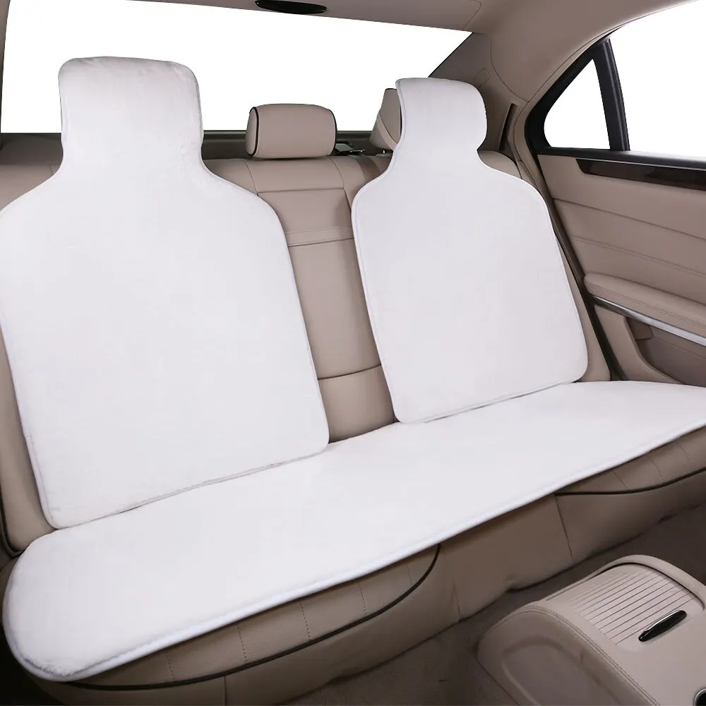 WHITE 1pc back seat AUTOROWN Универсальные накидки из искусственного меха овчины короткий ворс Мягкие и комфортные Осень-зима Аксессуары в салон машины Накидки на заднее и переднее сиденья Меховые чехлы - Название цвета: WHITE 1pc back seat