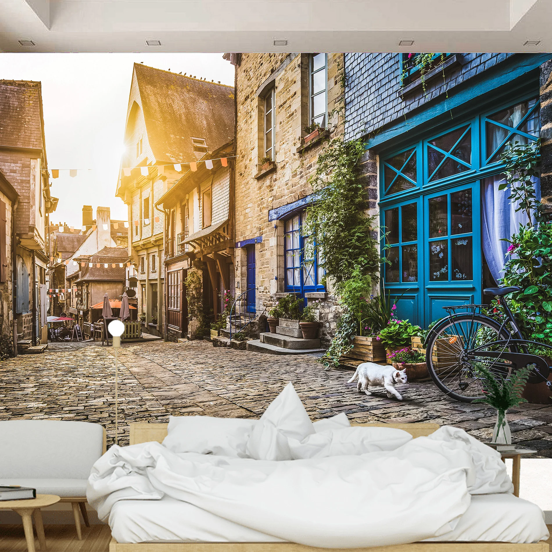 Обои фотообои 3d на стену обои флизелиновые фото стену. Атмосферные улочки тихого