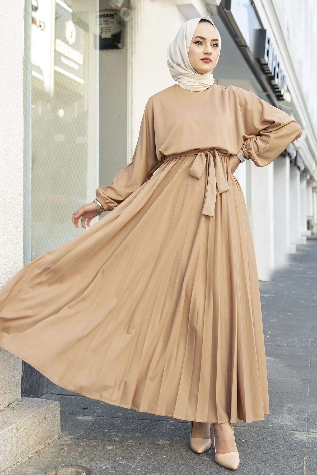 Бегония плиссированное платье Рамадан мусульманский хиджаб Абая для женщин абаи