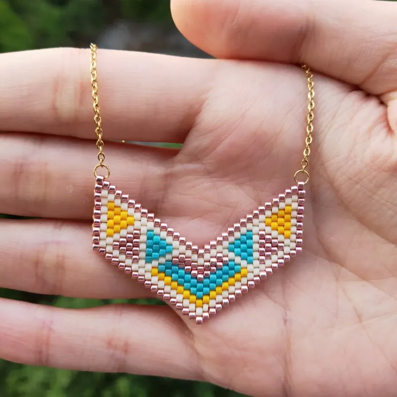 Женское колье-чокер FAIRYWOO Boho розовое колье с геометрическим рисунком и цепочкой