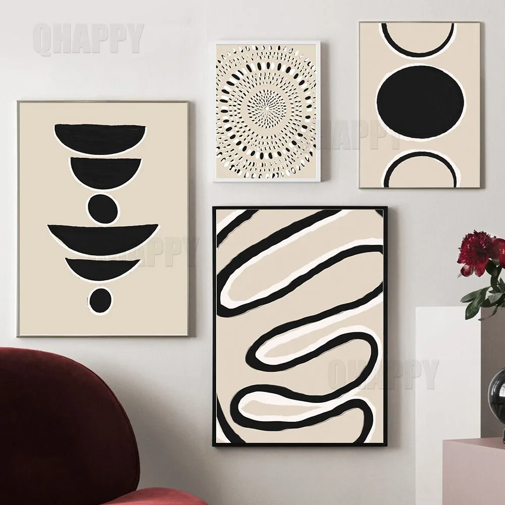 

Abstract Balance Boulder Wall Art Canvas Painting Prints Scandi Style Poster Beige Background Picture For Livingroom Home Decor