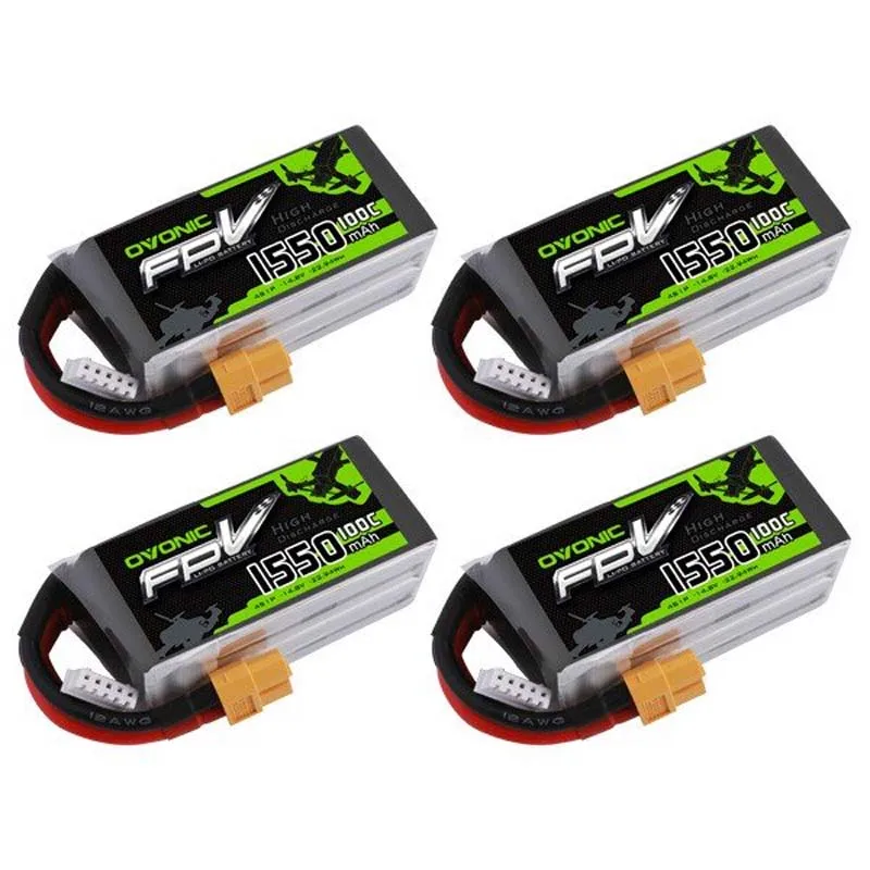 OVONIC 14 8 V 1550mAh 4S 100C LiPo аккумулятор с разъемом XT60 для FPV Freestyle racing 1 шт 4 шт|Детали и