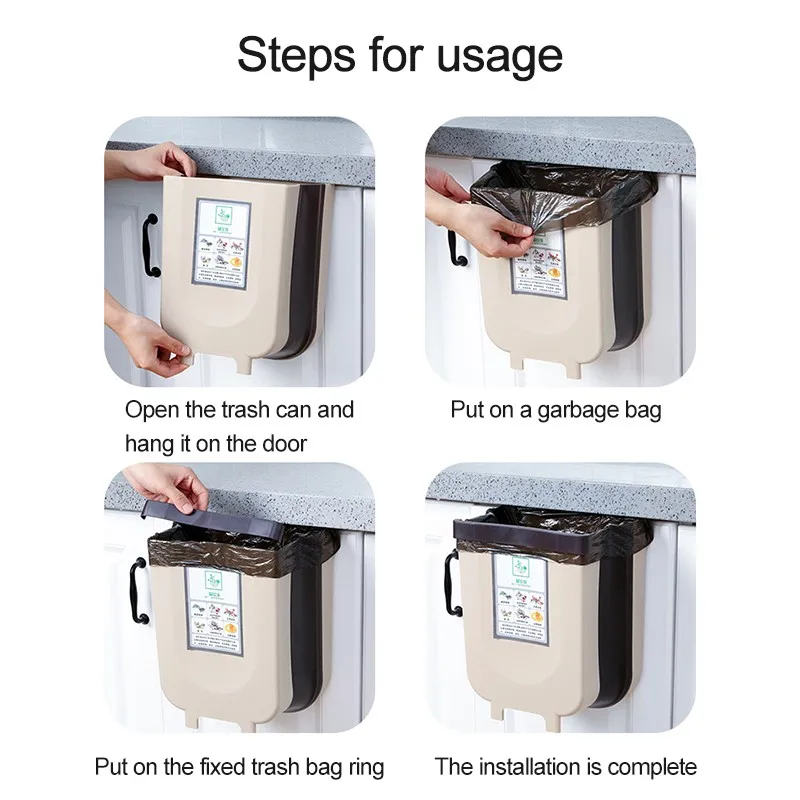 Кухонное подвесное складное мусорное ведро дверь шкафа настенное труба ванная