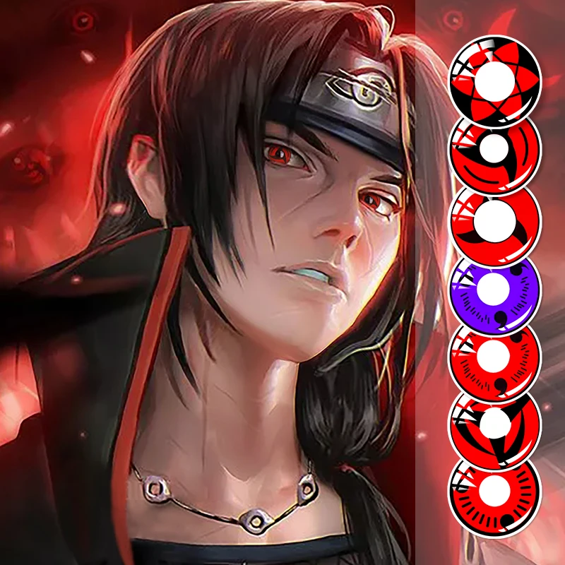 Irislens 2Pcs/Pair Cosplay Color Contact Lenses Uchiha Sharingan Eye Lens Colored Anime Cosmetic Halloween | Красота и здоровье